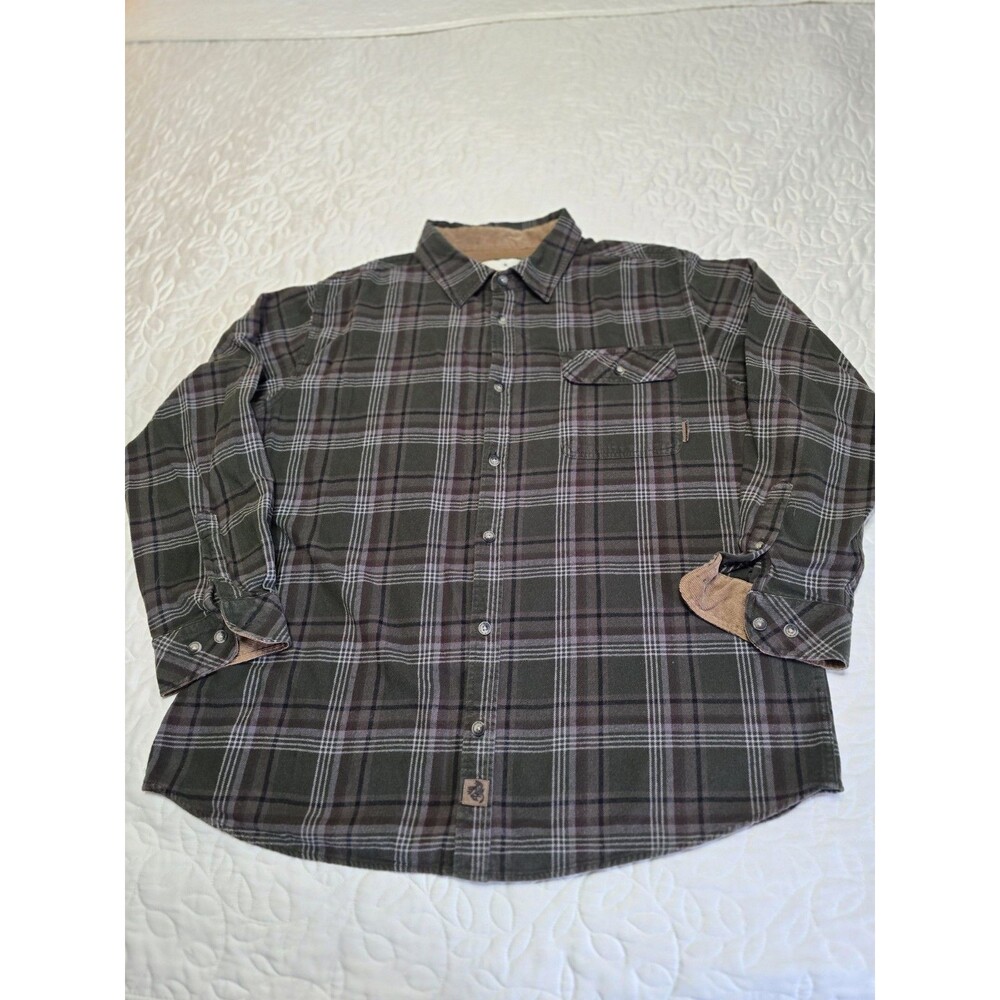 Legendary Whitetails The Original Buck Camp flannel Shirt  Green w/white XL